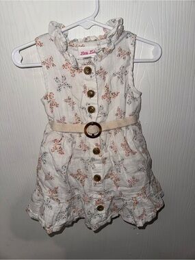 Little Lass Baby Girls 24M Floral Ruffle Dress Belted Button Front Cottagecore